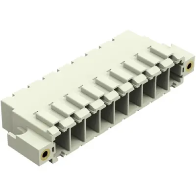 Pin header, 9 pole, pitch 7.62 mm, angled, light gray, 831-3629/108-000 - 1