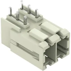 Pin header, 2 pole, pitch 7.62 mm, angled, light gray, 831-3642