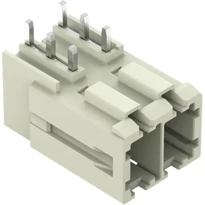 Pin header, 2 pole, pitch 7.62 mm, angled, light gray, 831-3642 - 1
