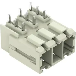 Pin header, 3 pole, pitch 7.62 mm, angled, light gray, 831-3643
