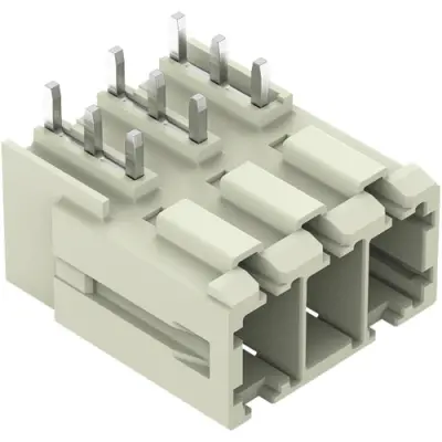Pin header, 3 pole, pitch 7.62 mm, angled, light gray, 831-3643 - 1