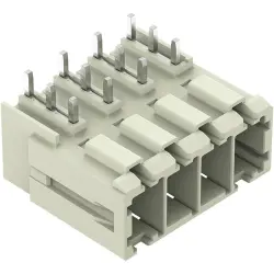 Pin header, 4 pole, pitch 7.62 mm, angled, light gray, 831-3644