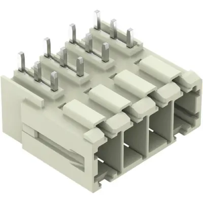 Pin header, 4 pole, pitch 7.62 mm, angled, light gray, 831-3644 - 1