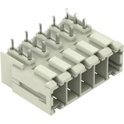 Pin header, 5 pole, pitch 7.62 mm, angled, light gray, 831-3645