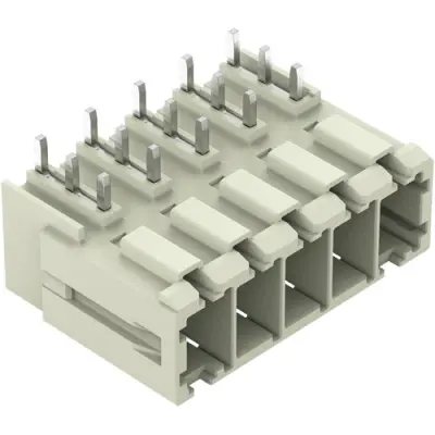 Pin header, 5 pole, pitch 7.62 mm, angled, light gray, 831-3645 - 1