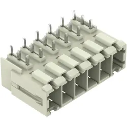 Pin header, 6 pole, pitch 7.62 mm, angled, light gray, 831-3646
