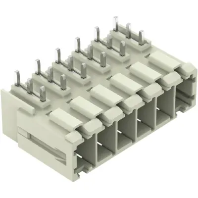 Pin header, 6 pole, pitch 7.62 mm, angled, light gray, 831-3646 - 1
