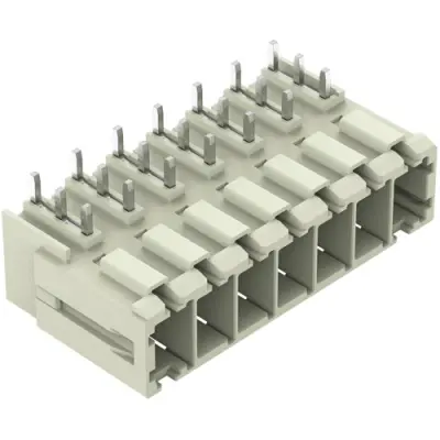 Pin header, 7 pole, pitch 7.62 mm, angled, light gray, 831-3647 - 1