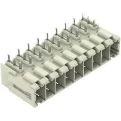 Pin header, 9 pole, pitch 7.62 mm, angled, light gray, 831-3649
