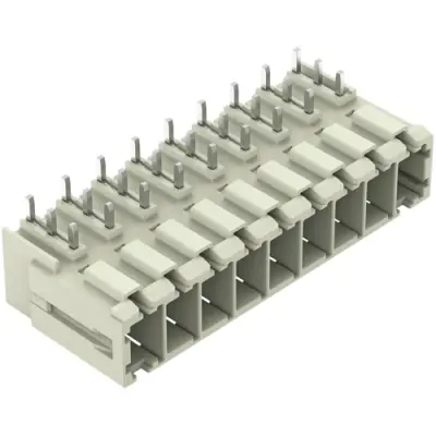 Pin header, 9 pole, pitch 7.62 mm, angled, light gray, 831-3649 - 1
