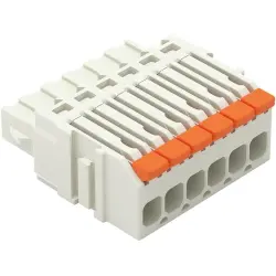 1-wire female connector, 6 pole, pitch 3.5 mm, straight, light gray, 2734-1106/327-000