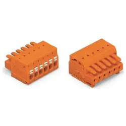 1-wire female connector, 15 pole, pitch 3.81 mm, straight, orange, 2734-215