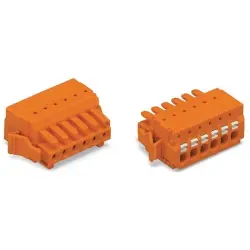 1-wire female connector, 15 pole, pitch 3.81 mm, straight, orange, 2734-215/037-000