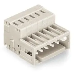 Pin header, 5 pole, pitch 3.5 mm, angled, light gray, 734-305/033-000