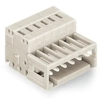 Pin header, 5 pole, pitch 3.5 mm, angled, light gray, 734-305/033-000 - 1