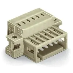 Pin header, 6 pole, pitch 3.5 mm, angled, light gray, 734-306/019-000