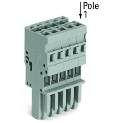 Socket header, 4 pole, pitch 5 mm, straight, gray, 769-104 - 1