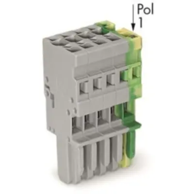 Socket header, 5 pole, pitch 5 mm, straight, green-yellow/gray, 769-105/000-036 - 1