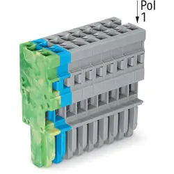 Socket header, 9 pole, pitch 5 mm, straight, gray/blue/green-yellow, 769-109/000-039