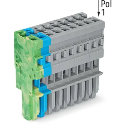 Socket header, 9 pole, pitch 5 mm, straight, gray/blue/green-yellow, 769-109/000-039 - 1