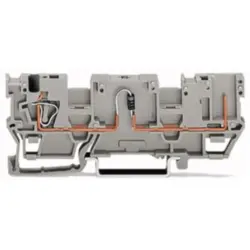 1 conductor/1 pin component base terminal with diode 1N4007, spring-clamp connection, 0.08-4.0 mm², 1 pole, 500 mA, gray, 769-218/281-411