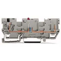 1 conductor/1 pin component base terminal with red LED, spring-clamp connection, 0.08-4.0 mm², 1 pole, 0.025 A, gray, 769-219/281-434