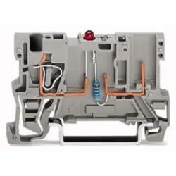 1 conductor/1 pin component base terminal with red LED, spring-clamp connection, 0.08-4.0 mm², 1 pole, 25 mA, gray, 769-239/281-413