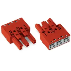 Socket, 3 pole, spring-clamp connection, 0.5-4.0 mm², red, 770-1303