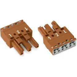 Socket, 3 pole, spring-clamp connection, 0.5-4.0 mm², brown, 770-1363