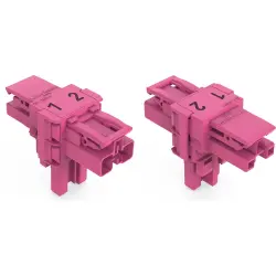 T connector, 2 pole, pink, 770-1603