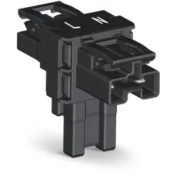 T connector, 2 pole, black, 770-1606