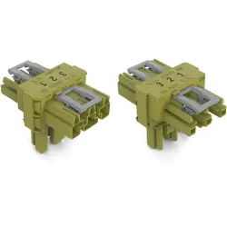 T connector, 3 pole, green, 770-1612