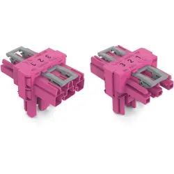 T connector, 3 pole, pink, 770-1613