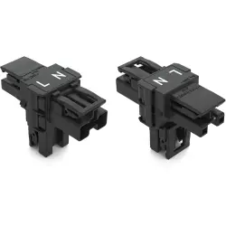 T connector, 2 pole, black, 770-1615