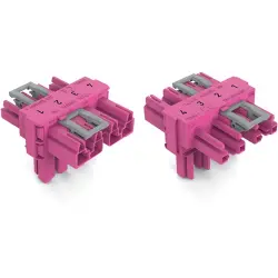 T connector, 4 pole, pink, 770-1633
