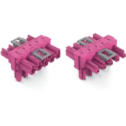 T connector, 5 pole, pink, 770-1643