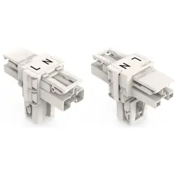 T connector, 2 pole, white, 770-1665