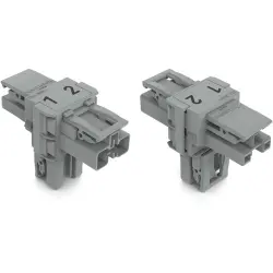 T connector, 2 pole, spring-clamp connection, 2.5 mm², gray, 770-1701