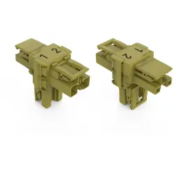 T connector, 2 pole, green, 770-1702