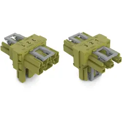 T connector, 3 pole, green, 770-1712