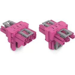 T connector, 3 pole, pink, 770-1713