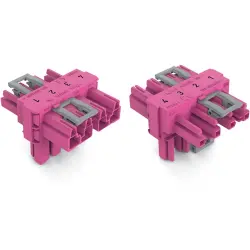 T connector, 4 pole, pink, 770-1733