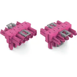 T connector, 5 pole, pink, 770-1743