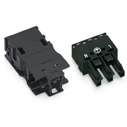Socket, 3 pole, spring-clamp connection, 0.5-4.0 mm², black, 770-203/035-000