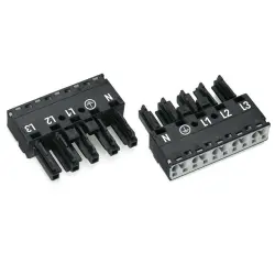 Socket, 5 pole, spring-clamp connection, 0.5-4.0 mm², black, 770-205