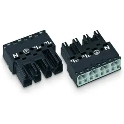 Pin header, 4 pole, pitch 5 mm, angled, black, 770-214