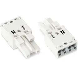 Socket, 2 pole, spring-clamp connection, 0.5-4.0 mm², white, 770-222
