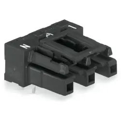 Socket, 3 pole, spring-clamp connection, black, 770-803/011-000