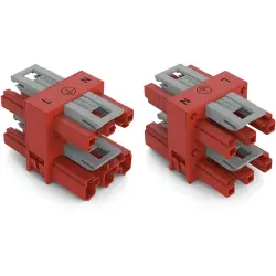 Distributor 3-fold, 3 pole, spring-clamp connection, red, 770-907