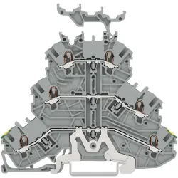 Protective conductor/feed-through/feed-through terminal block, spring-clamp connection, 0.14-1.5 mm², 3 pole, gray, 2000-3257